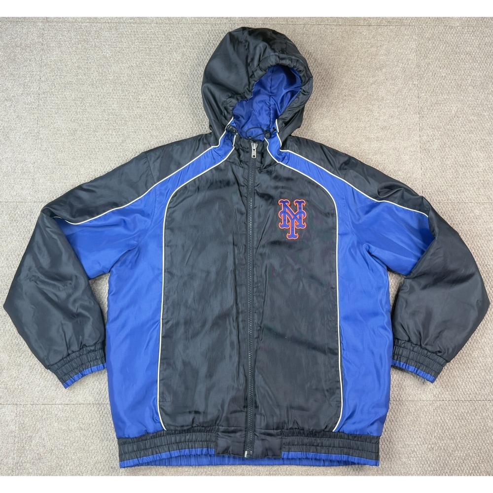 G-III Sports by Carl Banks New York Mets Vtg Full Zip Satin Hooded Jacket Size M